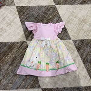 Bonnie Jean Pink Floral Bunny Dress with Bow